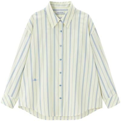 太平鸟女装夏季通勤气质时尚廓形条纹衬衫上衣女A1CAF2107