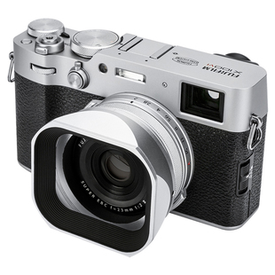 JJC 适用富士X100VI遮光罩滤镜转接环X100V X100F X1006代配遮光罩盖X100系列金属方形复古配件转接49mm UV镜