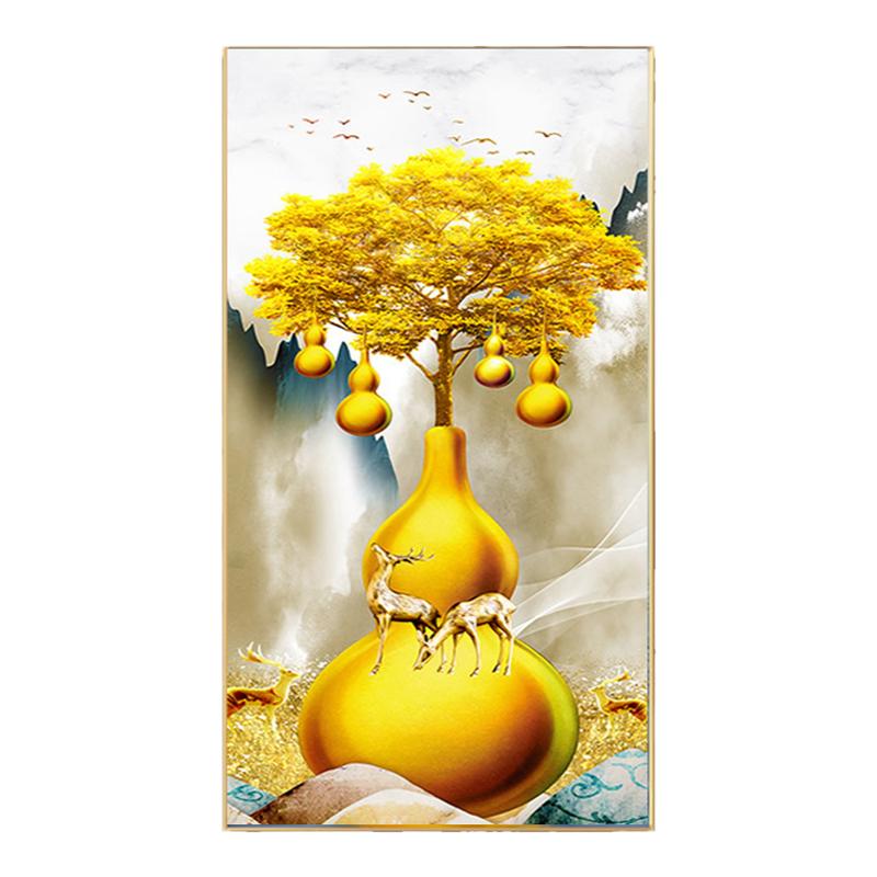 金葫芦玄关钻石画摇钱树发财鹿