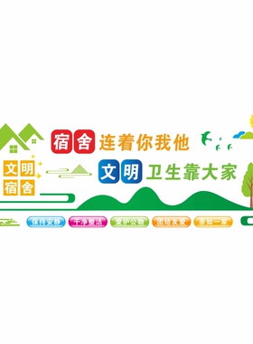 宿舍文明标语墙贴寝室走廊文化墙