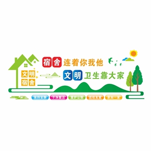 宿舍文化墙面装饰学生校寝室走廊楼梯文明标语建设布置墙贴纸自粘