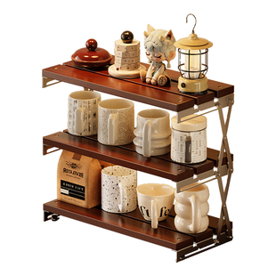 免安装折叠式桌面置物架办公室工位整理架咖啡杯架多层水杯收纳架