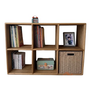 进口榆木格子柜格子书架收纳柜实木电视柜自由组合榫卯置物架原木