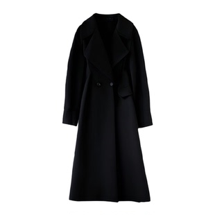 大码女装赫本风毛呢外套收腰长款a字过膝呢子大衣2025年秋冬新款