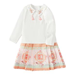 巴拉巴拉女童马面裙儿童长袖套装衣服秋款两件套时尚新中式国风潮