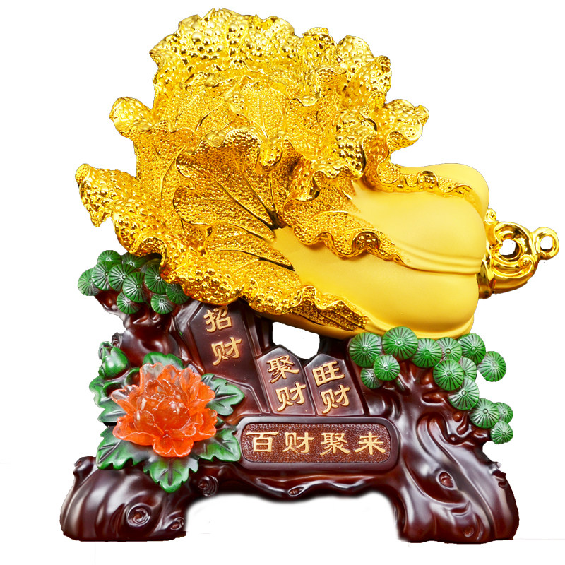 玉白菜摆件招财工艺品家居玄关装饰客厅电视酒柜店铺公司开业礼品