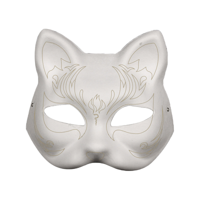 白色手绘狐狸面具空白儿童DIY