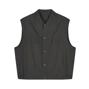 [防晒]速写男装春秋新款男士马甲宽松翻领尼龙马甲轻薄休闲通勤