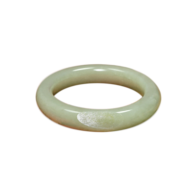 紫润嘉新疆和田玉手镯高青白玉籽料61清水皮籽镯肥厚方圆条亚光