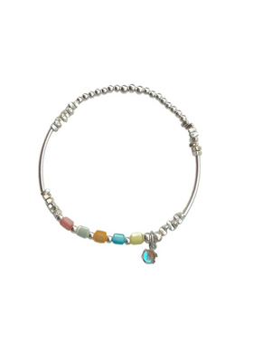 原创女纯银彩色串珠月光石手链