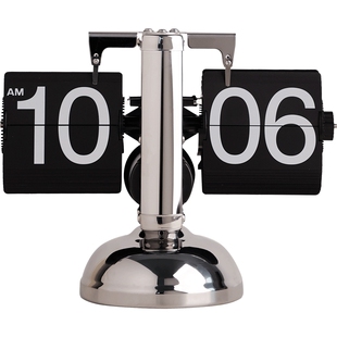 创意自动翻页时钟桌面日历摆件机械表摆台式数字钟表客厅轻奢装饰