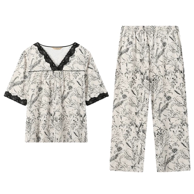 中袖九分裤纯棉睡衣，10A级抗菌