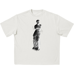 O3PARK夏季新款索洛纳速干凉感短袖复古艺术破损维纳斯印花T恤