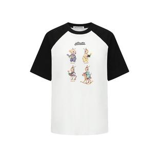 Alexia Sandra林小宅同款四只兔子印花插肩T恤银泰百货精品301261