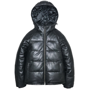 男女真皮羽绒防寒服头层绵羊皮衣脱卸帽青年休闲冬季厚保暖外套右