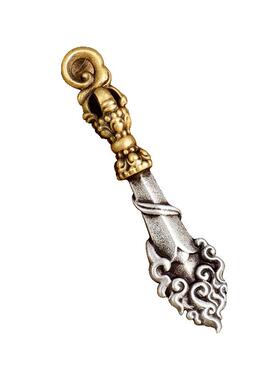 闯隆男女随身紫铜五股文殊剑吊坠