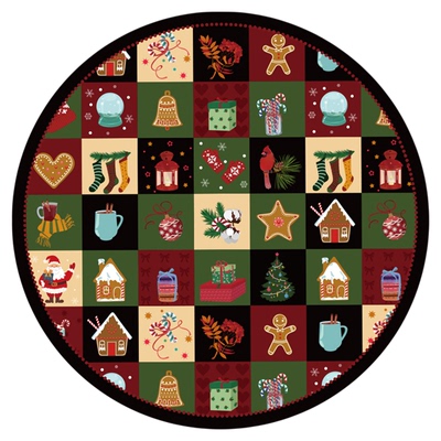 圣诞地毯客厅卧室圣诞节装饰圣诞树底垫红色圆形喜庆地垫麋鹿毯子