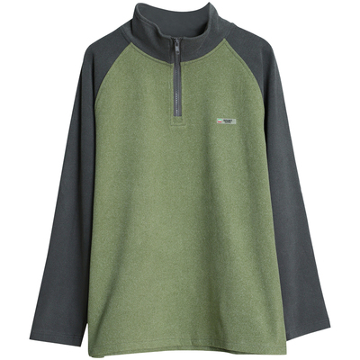 胖童加绒半拉链卫衣秋冬保暖宽松撞色抓绒衣中大童打底衫加肥加大