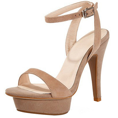 夏季新款细跟防水台性感一字扣带