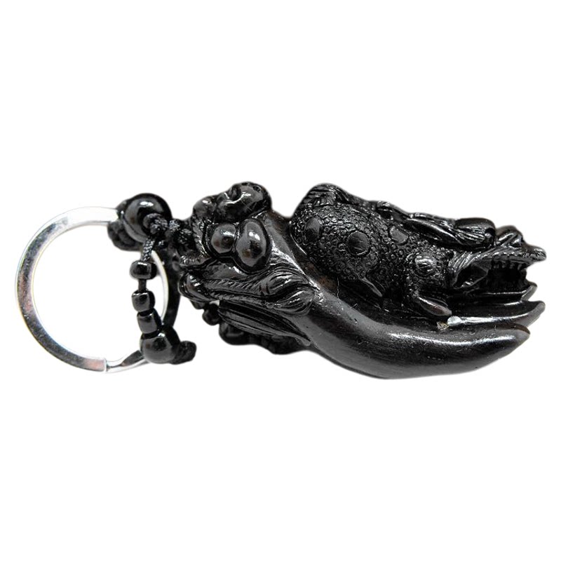 黑桃木雕貔貅佛手钥匙扣挂件饰品实木手托皮丘男士随身挂饰礼品
