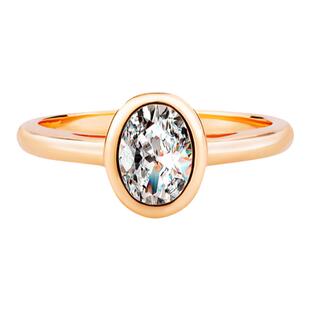 右手等待山月1克拉钻戒欧美轻奢玫瑰金色光臂鸽子蛋闭口戒指女