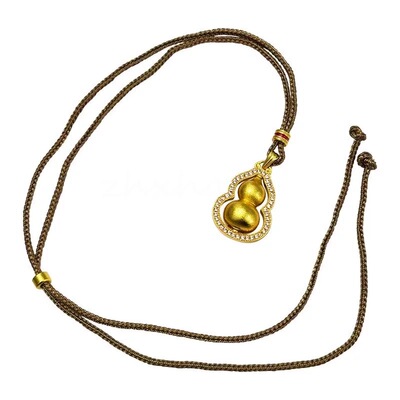 金店同款新中式古法沙金镶钻葫芦吊坠编绳项链女可旋转长款毛衣链