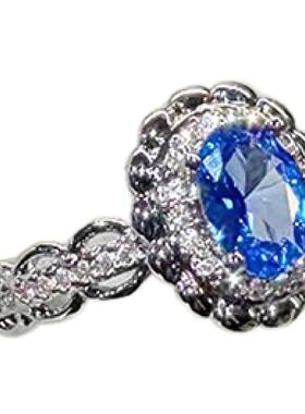 3克拉日常合成蓝宝石戒指