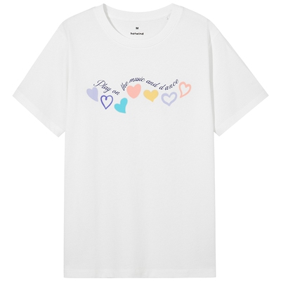 热风夏季新款女士爱心短袖T恤