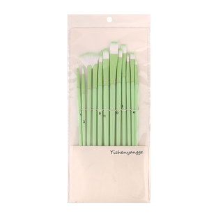 马卡龙配色12支画笔套装儿童绘画美术用品水粉水彩丙烯笔刷套装