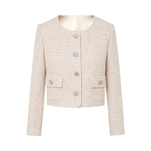 朗姿集团LIME莱茵羊毛亮片粗花呢套装香风上衣学院风连衣裙25冬新