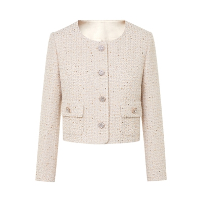 朗姿集团LIME莱茵羊毛亮片粗花呢套装香风上衣学院风连衣裙25冬新