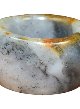 和田玉籽料扳指素面满皮枣红皮