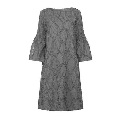 s.deer时尚肌理喇叭袖宽松连衣裙