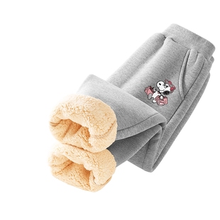 史努比女童加厚绒裤子冬2025新款一体绒裤女孩羊羔绒卫裤儿童棉裤