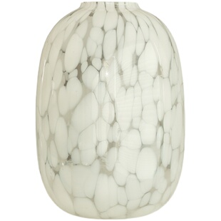 赫本家花瓶轻奢高级感白色玻璃花瓶摆件大号圆形窄口鲜花插花花器