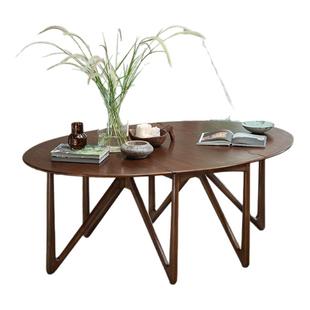 叕木|法式中古复古风柚木折叠餐桌实木书桌设计师椭圆形展示桌