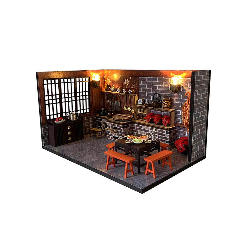 美代中国风diy小屋厨房手工制作拼装建筑模型玩具木质生日礼物女