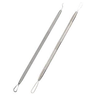 不锈钢粉刺针挤压圈弯勾针推压去痘痘脂肪粒暗疮黑头美容工具超尖