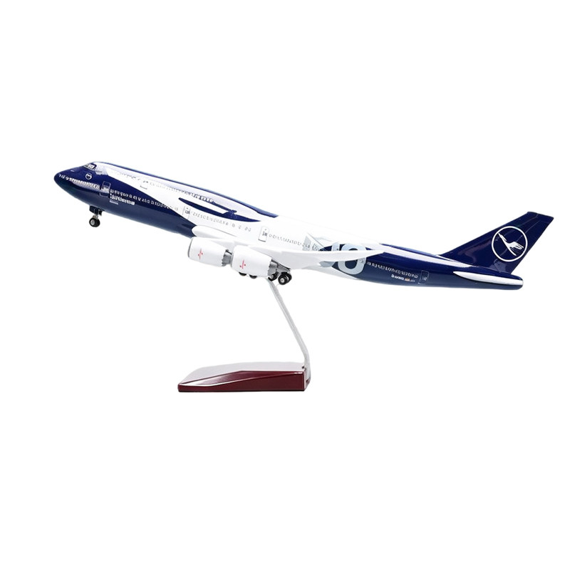 带声控灯47cm汉莎航空747-8飞机模型百年纪念仿真礼品摆件收藏