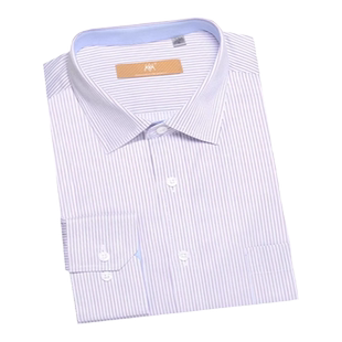 【全棉】开开男士商务休闲易打理蓝白红白条长袖条纹衬衫长袖衬衫