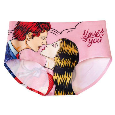 甜蜜情侣表白主题卡通印花内裤女