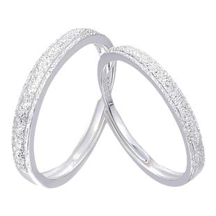 七夕礼物情侣对戒999纯银素圈戒指一对情侣款闺蜜生日送女友男友