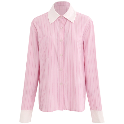 sincethen法式蓝色条纹衬衫女秋