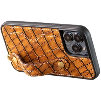 适用于苹果手机壳真皮可挂绳腕带