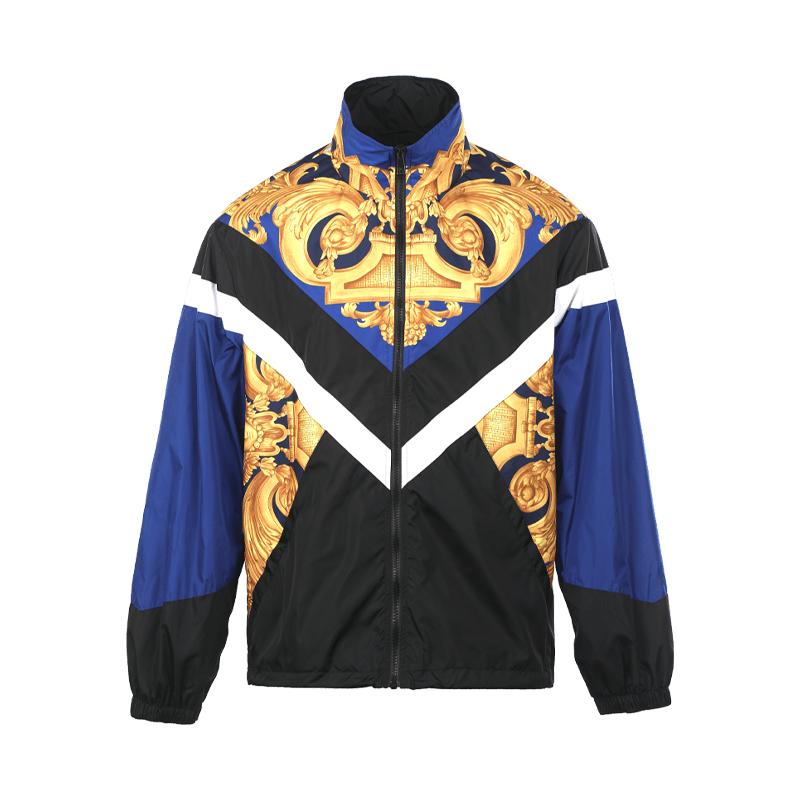 【自营】Versace/范思哲男士黄蓝撞色巴洛克印花立领宽松潮流夹克