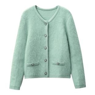 【清仓买三免一区】彩色花园进口羊驼羊毛箱型短款时髦感开衫毛衣