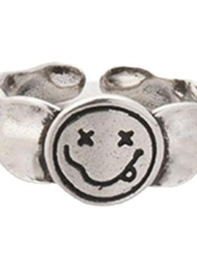 pdstyle日韩圆脸搞怪凹凸面戒指