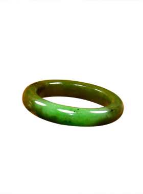 紫润轩和田玉碧玉苹果绿手镯乌兰海老料52MM聚糖俏色肥厚款收藏