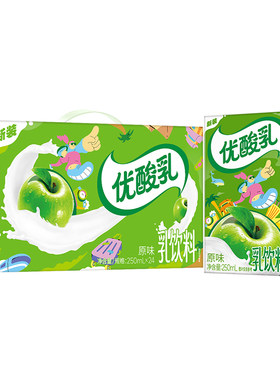 伊利优酸乳原味250ml*24盒整箱草莓AD蓝莓荔枝杏子学生饮料/2月产