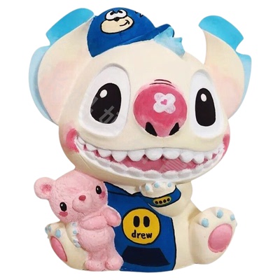 史迪仔石膏娃娃涂色存钱罐摆件